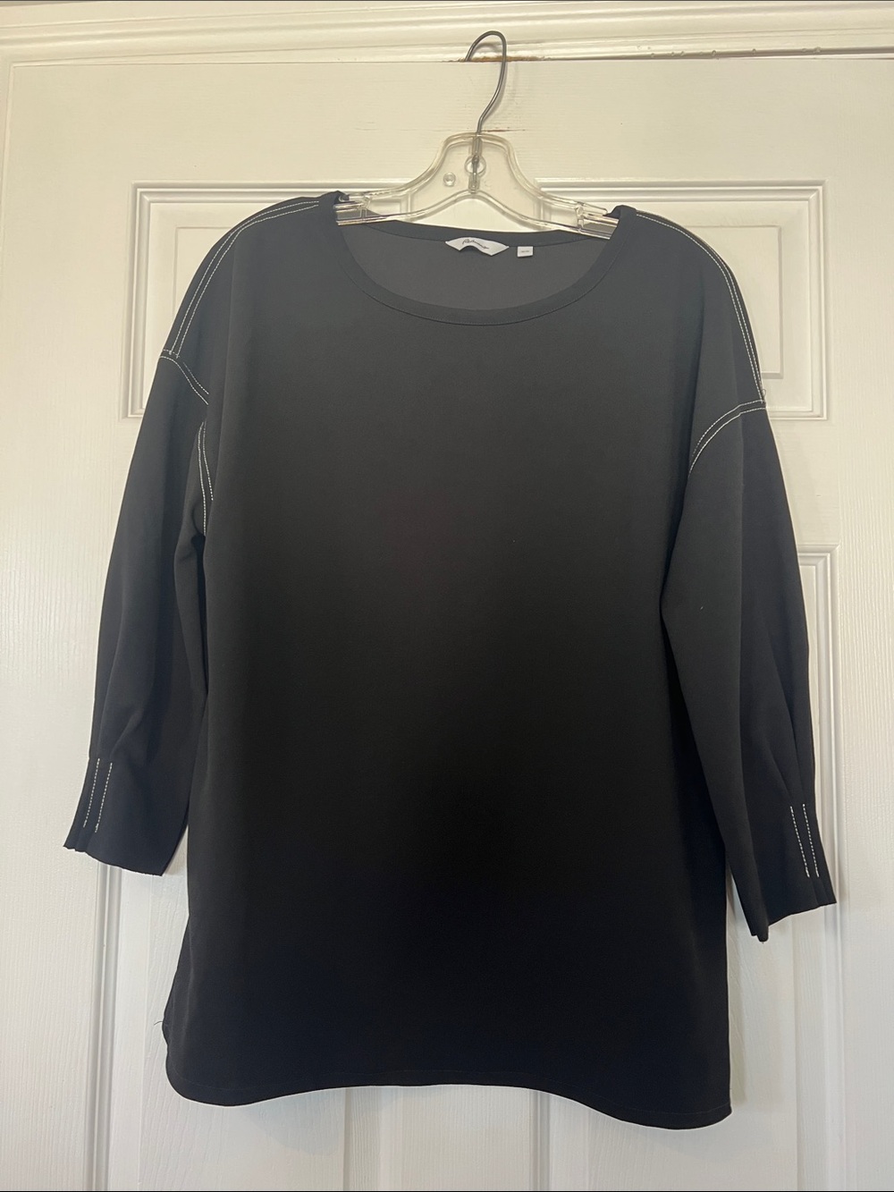 Reitmans Black Crewneck Top with Contrast Neck Trim